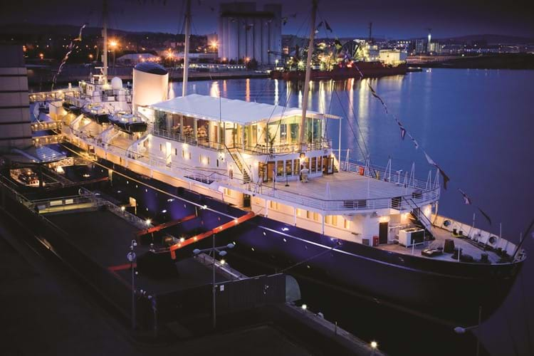 Royal Yacht Britannia at night