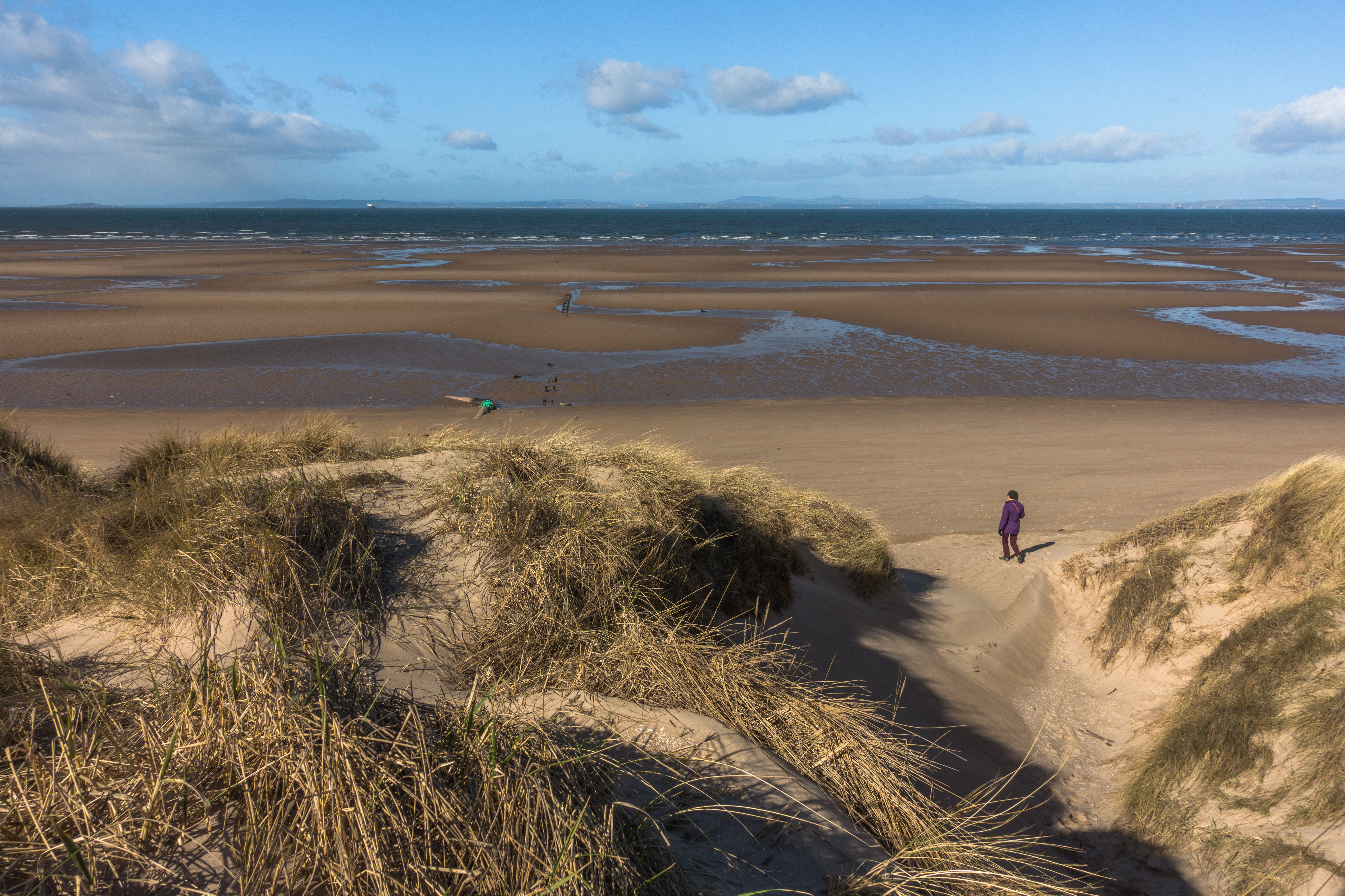 Person walking along a beach
