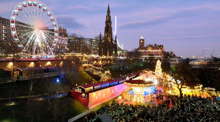 Princes Street gardens at Christmas, Edinburgh