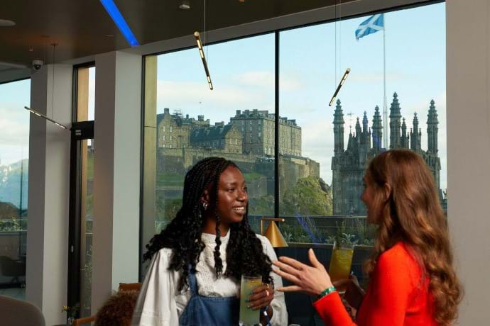 View of Edinburgh Castle from Johnny Walker bar