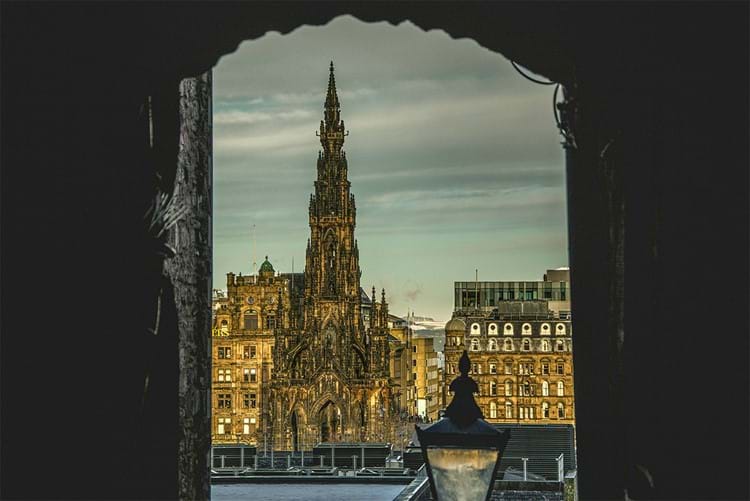 Scott Monument viewed from archway